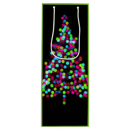 クリスマスツリーの宝石を緑に ワインギフトバッグ (正面)