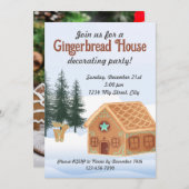 クリスマスツリーの家の飾り付けパーティーのご招待 招待状 (正面/裏面)