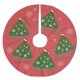 クリスマスツリーの家族のクリスマスの写真 ブラッシュドポリエステルツリースカート