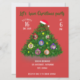 クリスマスツリーの家族の写真 招待状
