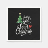クリスマスツリーの家族の贈り物を愛しているだけの女の子 スタンダードカクテルナプキン (正面)