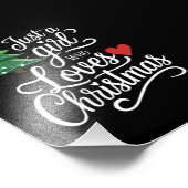 クリスマスツリーの家族の贈り物を愛しているだけの女の子 フォトプリント            (角)