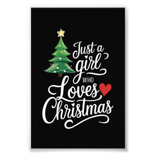 クリスマスツリーの家族の贈り物を愛しているだけの女の子 フォトプリント            (正面)