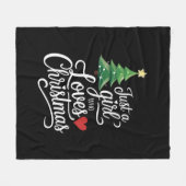 クリスマスツリーの家族の贈り物を愛しているだけの女の子 フリースブランケット (正面(横))