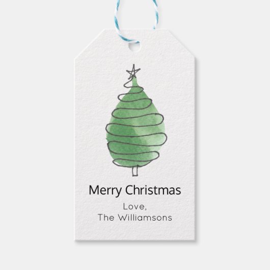 クリスマスツリーの家族名 ギフトタグ (正面)