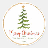 クリスマスツリーの家族名 ラウンドシール (正面)