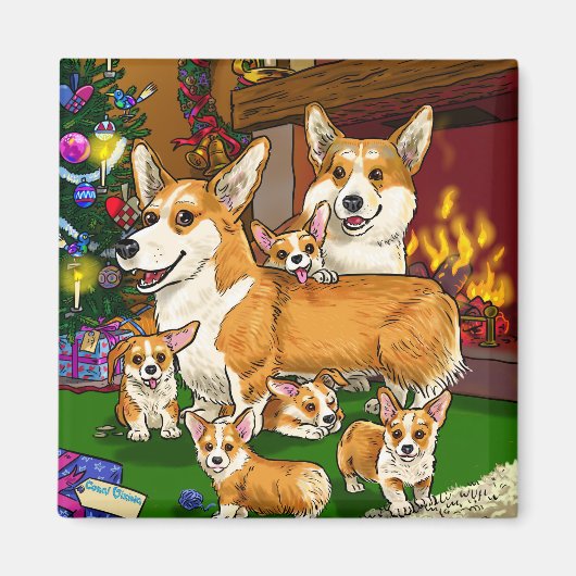 クリスマスツリーの家族 マグネット (正面)