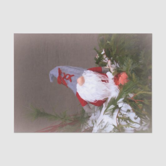 クリスマスツリーの小人 かわいい 赤 ホリデー 薄葉紙 (正面)
