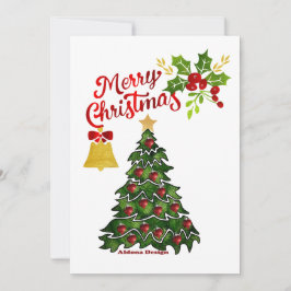 クリスマスツリーの平らなホリデーカード シーズンカード