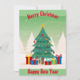 クリスマスツリーの平らなホリデーカード シーズンカード