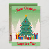 クリスマスツリーの平らなホリデーカード シーズンカード (正面/裏面)