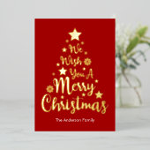 クリスマスツリーの形のカード 箔シーズンカード (立ち正面)