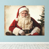 クリスマスツリーの懐かしいサンタクロース キャンバスプリント (インサイチュ (ウッドフロア))