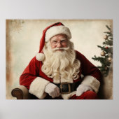 クリスマスツリーの懐かしいサンタクロース ポスター (正面)