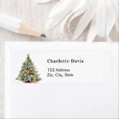クリスマスツリーの手描き差出人住所 ラベル (インサイチュ)