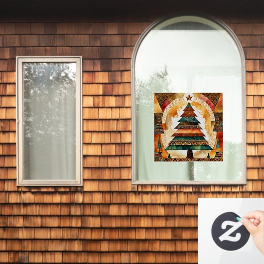 クリスマスツリーの抽象芸術アート44 – ファンおもしろい ウィンドウサイン (ホームウィンドウ)