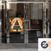 クリスマスツリーの抽象芸術アート44 – ファンおもしろい ウィンドウサイン (オフィスドア)