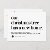 クリスマスツリーの新しいホームアドレスホリディムービング 案内ポストカード (正面/裏面)