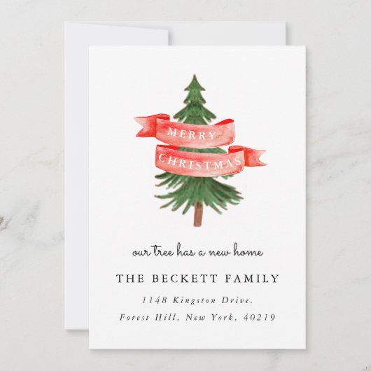 クリスマスツリーの新しいホームムービングアナウンス シーズンカード (正面)