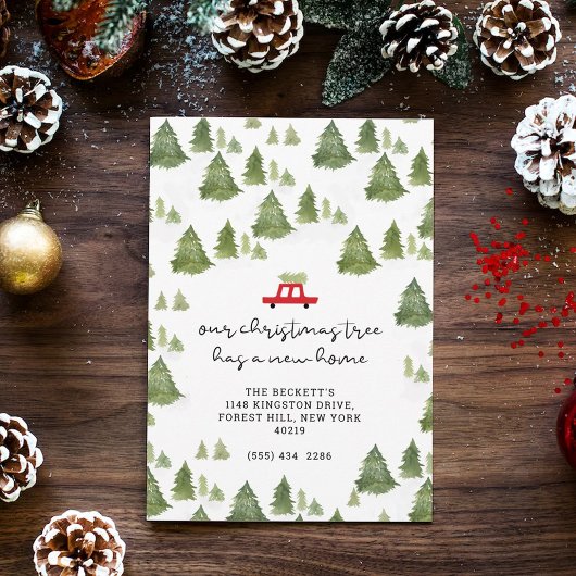 クリスマスツリーの新しいホームムービングアナウンス シーズンカード