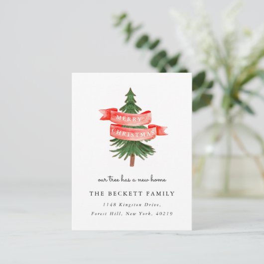 クリスマスツリーの新しいホームムービングアナウンス 案内ポストカード (スタンド正面)
