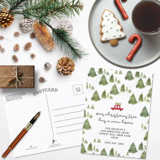 クリスマスツリーの新しいホームムービングアナウンス 案内ポストカード
