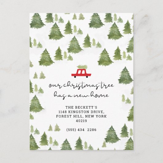 クリスマスツリーの新しいホームムービングアナウンス 案内ポストカード (正面)