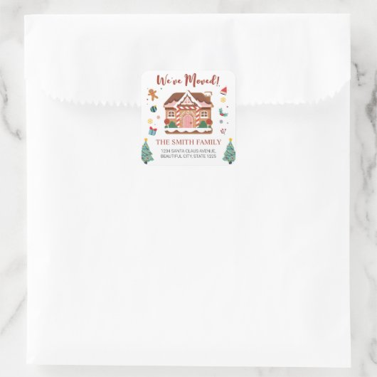 クリスマスツリーの新しい住所を移動 スクエアシール (バッグ)