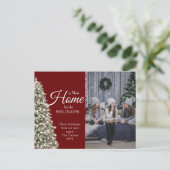 クリスマスツリーの新しい家のための休日の写真の移動 ポストカード (スタンド正面)