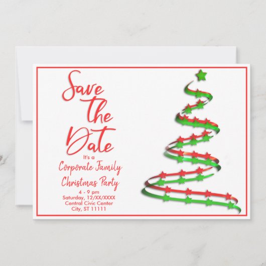 クリスマスツリーの日付を保存コンテンポラリーする 案内状 (正面)