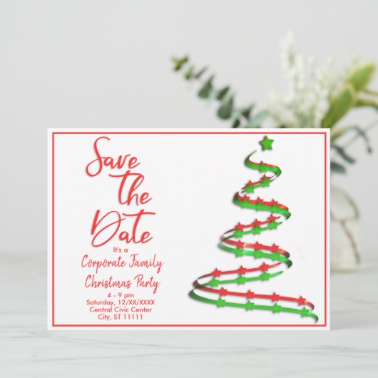 クリスマスツリーの日付を保存コンテンポラリーする 案内状 (スタンド正面)