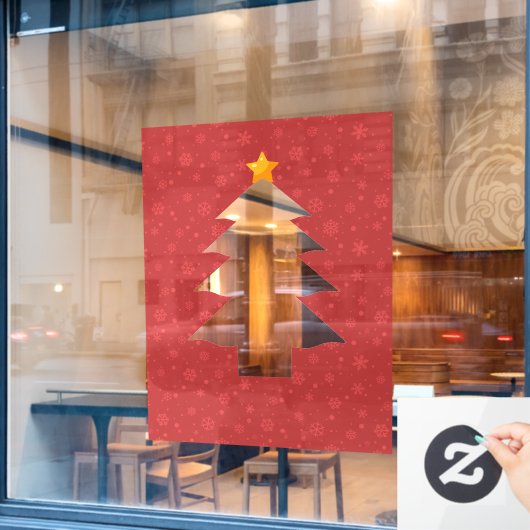 クリスマスツリーの星付き切り抜き ウィンドウサイン (カフェ窓)