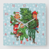 クリスマスツリーの時計を入手する スクエア壁時計 (正面)