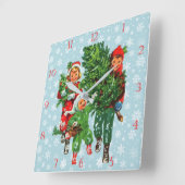 クリスマスツリーの時計を入手する スクエア壁時計 (傾斜)