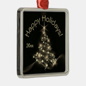 クリスマスツリーの暗い年の星の黄金の輝き メタルオーナメント (右)