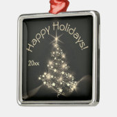 クリスマスツリーの暗い年の星の黄金の輝き メタルオーナメント (左)