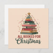クリスマスツリーの本でいっぱい！ 教師へのプレゼント シーズンカード (正面/裏面)
