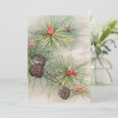 クリスマスツリーの松と花の絵 シーズンカード (スタンド正面)