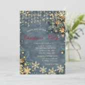 クリスマスツリーの枝とコンフェッティのクリスマスパーティー招待状 招待状 (スタンド正面)