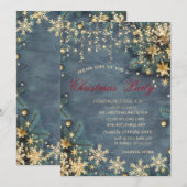 クリスマスツリーの枝とコンフェッティのクリスマスパーティー招待状 招待状 (正面/裏面)