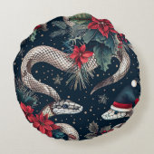 クリスマスツリーの枝とシームレスなパターン、ポイ ラウンドクッション (裏面)