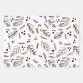 クリスマスツリーの枝と果実 – ブルゴーニュ ラッピングペーパーシート (正面3)