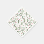 クリスマスツリーの枝と果実 – ヴィンテージ スタンダードカクテルナプキン (角)