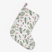 クリスマスツリーの枝と果実 – ヴィンテージ スモールクリスマスストッキング (正面 (吊り時))