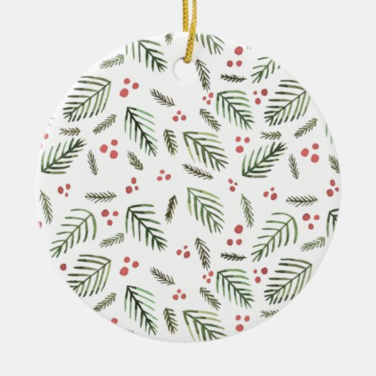 クリスマスツリーの枝と果実 – ヴィンテージ セラミックオーナメント (正面)