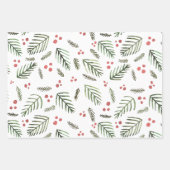 クリスマスツリーの枝と果実 – ヴィンテージ ラッピングペーパーシート (正面3)