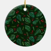 クリスマスツリーの枝と果実 – 暗い セラミックオーナメント (裏面)