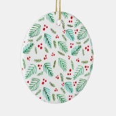 クリスマスツリーの枝と果実 – 緑と赤 セラミックオーナメント (右)