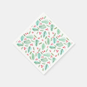 クリスマスツリーの枝と果実 – 赤と緑 スタンダードカクテルナプキン (角)