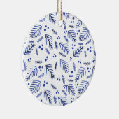 クリスマスツリーの枝と果実 – 青 セラミックオーナメント (右)